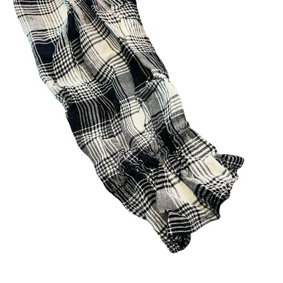 Blue Rain Crop Top L Black White Rouched Boho Y2K Grunge Punk Festival Concert - Picture 6 of 11